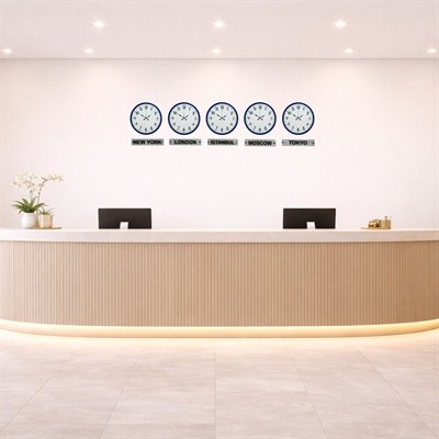 Lacivert World Navy 36 Cm Tabelalı 5’li Saat Seti