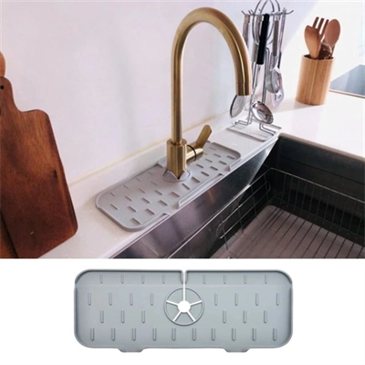 Lavabo İçin Silikon Esnek Mat Musluk Sapı Damlama Tutucu Raf Mutfak Tezgahı Sıçrama Koruma Bx40