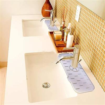 Lavabo İçin Silikon Esnek Mat Musluk Sapı Damlama Tutucu Raf Mutfak Tezgahı Sıçrama Koruma (3936)