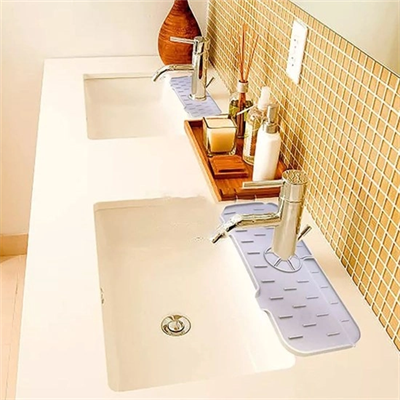 Lavabo İçin Silikon Esnek Mat Musluk Sapı Damlama Tutucu Raf Mutfak Tezgahı Sıçrama Koruma Bx40