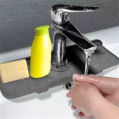Lavabo İçin Silikon Esnek Mat Musluk Sapı Damlama Tutucu Raf Mutfak Tezgahı Sıçrama Koruma Bx40