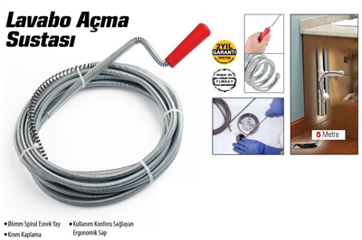 Lavabo Ve Gider Boruları Açacağı - Lavabo Açma Sustası - 5metre Bx40