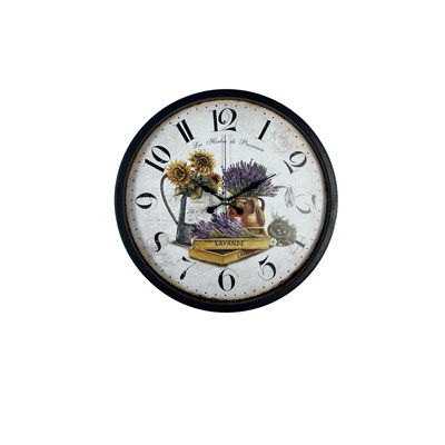 Lavanta Bahçesi Dekoratif Siyah 36 Cm Duvar Saati
