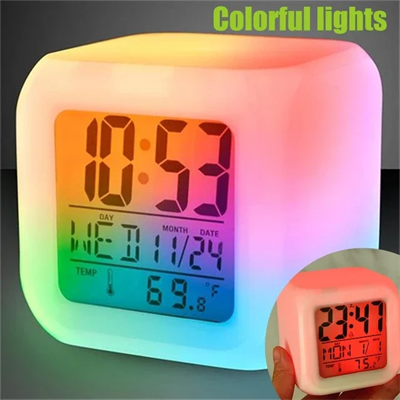 Led Dijital Renkli Masa Saati Alarm Termometre Tarih Masaüstü Saat Bx40