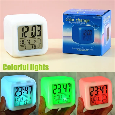 Led Dijital Renkli Masa Saati Alarm Termometre Tarih Masaüstü Saat Bx40
