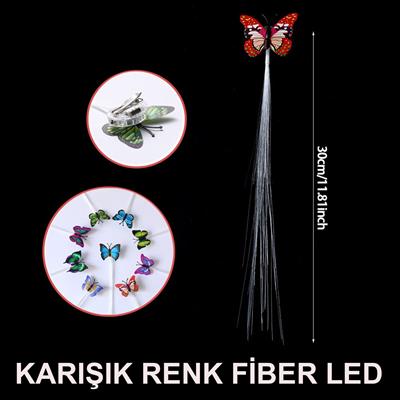 Led Fiber Optik Işıklı Kelebek Saç Klipsi 1 Adet (3936)