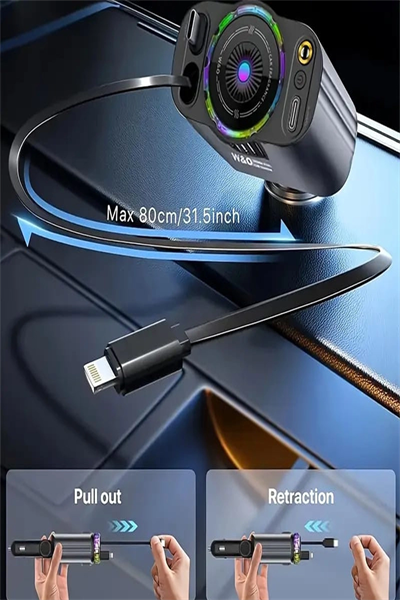 Led Işık Aydınlatmalı 45w Hava Nemlendirici 5’1 Arada Şarj Cihazı Araç İçi Çakmaklık Şarj Aleti