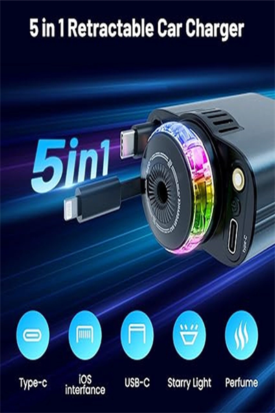 Led Işık Aydınlatmalı 45w Hava Nemlendirici 5’1 Arada Şarj Cihazı Araç İçi Çakmaklık Şarj Aleti