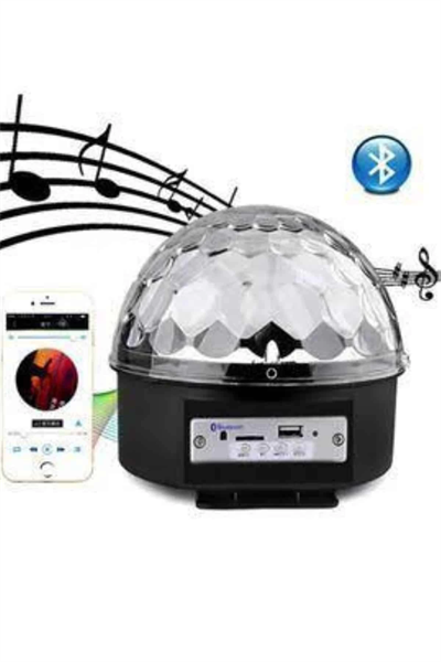 Led Işık Disko Topu Bluetooth Hoparlörlü USB Müzik Çalar Kumandalı