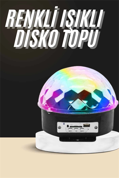 Led Işık Disko Topu Bluetooth Hoparlörlü USB Müzik Çalar Kumandalı