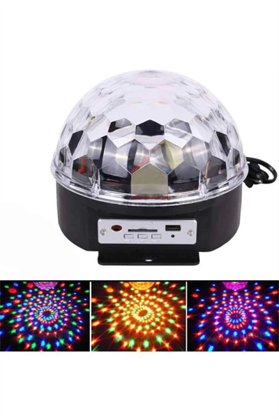 Led Işık Disko Topu Bluetooth Hoparlörlü USB Müzik Çalar Kumandalı