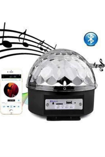 Led Işık Disko Topu Bluetooth Hoparlörlü USB Müzik Çalar Kumandalı