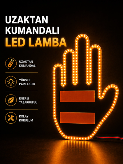 Led Işık El İşareti Araç Camı İçin Uzaktan Kumandalı