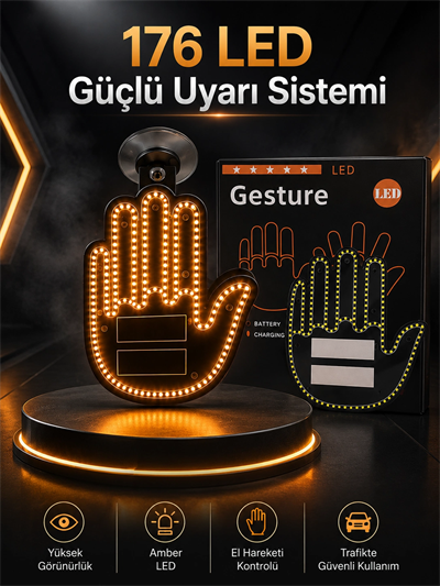 Led Işık El İşareti Araç Camı İçin Uzaktan Kumandalı
