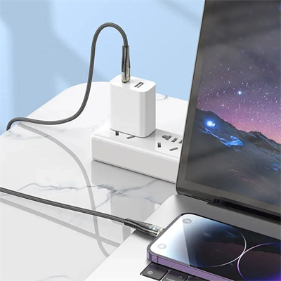 Led Işık Uçlu Sağlam İp Kablolu Usb To Lightning Hızlı Şarj Kablosu Bx40