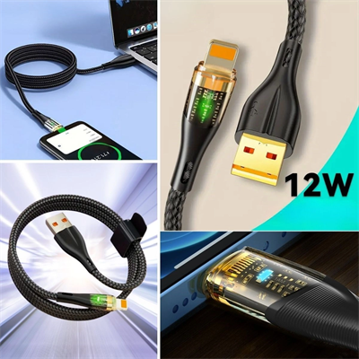 Led Işık Uçlu Sağlam İp Kablolu Usb To Lightning Hızlı Şarj Kablosu Bx40