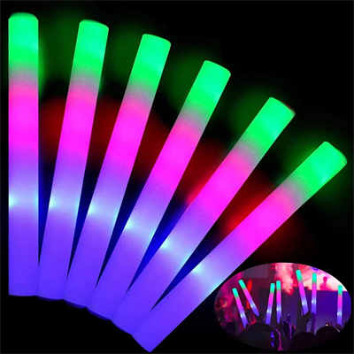 Led Işıklı ( 6 Adet ) 3 Modlu Kauçuk Işıklı Sünger Parti Çubuk Sopa - 46 Cm
