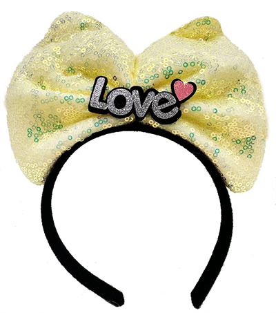 Led Işıklı 3 Farklı Fonksiyonda Yanan Gümüş Love Yazılı Sarı Fiyonk Taç 20x17 Cm Bx40