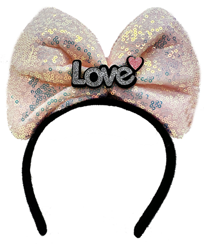 Led Işıklı 3 Farklı Fonksiyonda Yanan Gümüş Love Yazılı Toz Pembe Fiyonk Taç 20x17 Cm Bx40