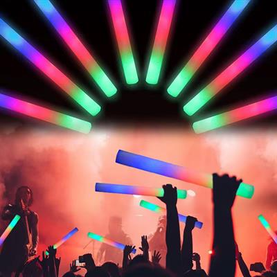 Led Işıklı 3 Modlu Kauçuk Işıklı Sünger Parti Çubuk Sopa - 46 cm (6’lı Paket) (3936)