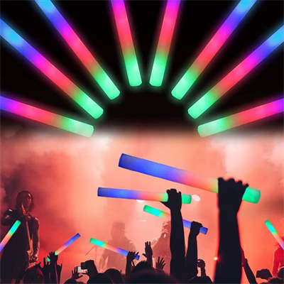 Led Işıklı ( 6 Adet ) 3 Modlu Kauçuk Işıklı Sünger Parti Çubuk Sopa - 46 Cm