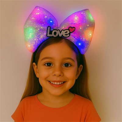 Led Işıklı Love Yazılı Mor Fiyonk Taç – Kız Çocuk Parti Tacı Bx40