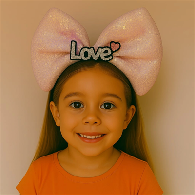 Led Işıklı Love Yazılı Pembe Fiyonk Taç – Kız Çocuk Parti Tacı