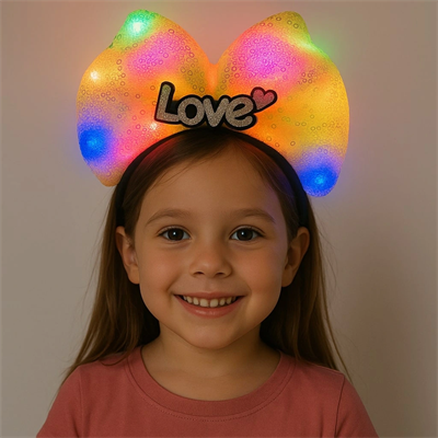 Led Işıklı Love Yazılı Sarı Fiyonk Taç – Kız Çocuk Parti Tacı