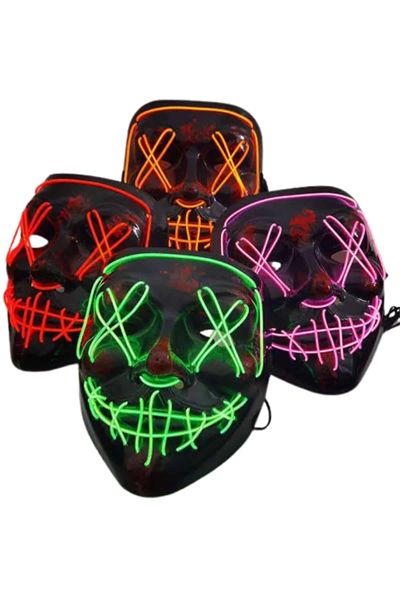 Led Işıklı Neon Maske Cadılar Bayramı Maskesi Korkunç Korku Maskesi