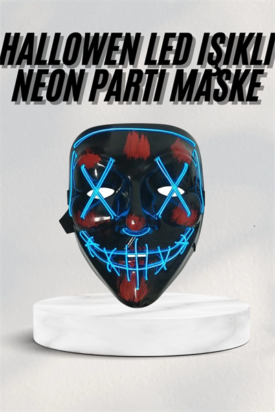 Led Işıklı Neon Maske Cadılar Bayramı Maskesi Korkunç Korku Maskesi