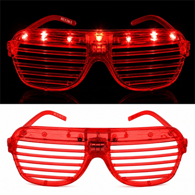 Led Işıklı Panjur Parti Gözlüğü Kırmızı Renk Shutter Gözlük