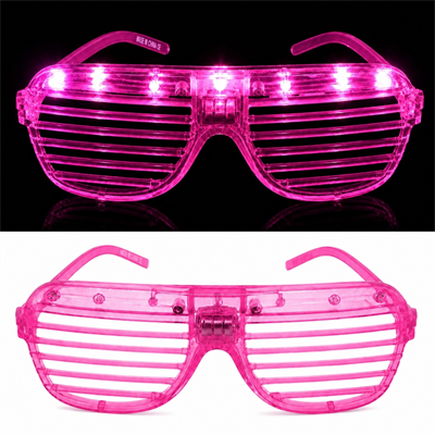 Led Işıklı Panjur Parti Gözlüğü Pembe Renk Shutter Gözlük