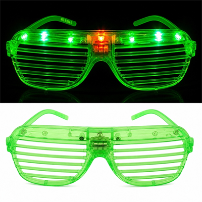 Led Işıklı Panjur Parti Gözlüğü Yeşil Renk Shutter Gözlük