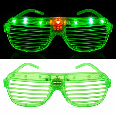 Led Işıklı Panjur Parti Gözlüğü Yeşil Renk Shutter Gözlük