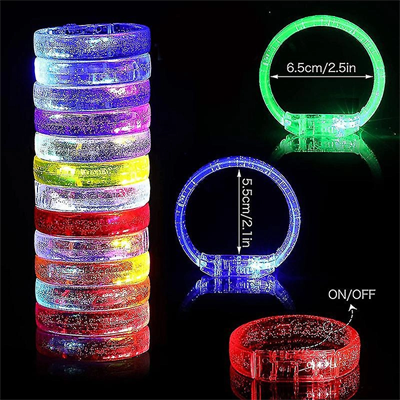 Led Işıklı Pilli Işıklı Rengarenk Kalın Bileklik Işıklı Bilezik Karışık Renk 1 Adet Bx40