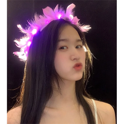 Led Işıklı RGB 3 Fonksiyonlu Otrişli Parti Tacı Pembe Renk