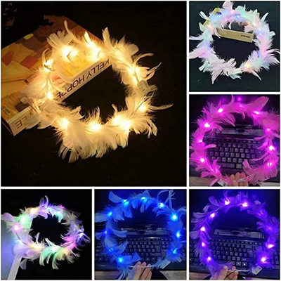 Led Işıklı Rengarenk Yanan 3 Fonksiyonlu Otrişli Parti Tacı Pembe Renk 12x12 cm