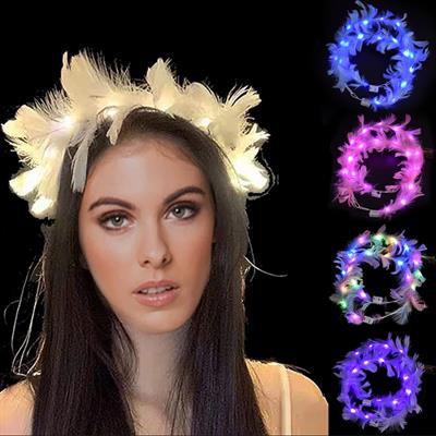 Led Işıklı Rengarenk Yanan 3 Fonksiyonlu Otrişli Parti Tacı Beyaz Renk 12x12 cm (3936)