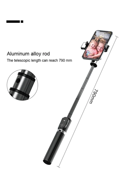 Led Işıklı Selfie Çubuğu Bluetooth Kumandalı Kablosuz Tripot Selfie Monopod Selfie Stick (Pembe)