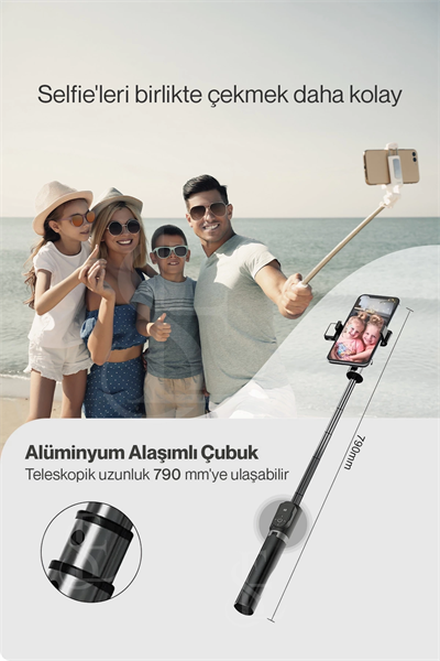 Led Işıklı Selfie Çubuğu Bluetooth Kumandalı Kablosuz Tripot Selfie Monopod Selfie Stick (Pembe)