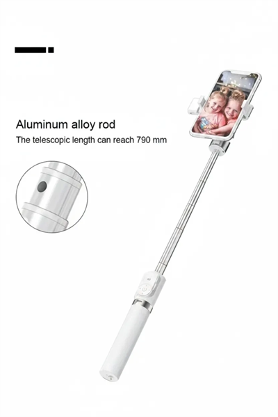 Led Işıklı Selfie Çubuğu Bluetooth Kumandalı Kablosuz Tripot Selfie Monopod Selfie Stick (Beyaz)