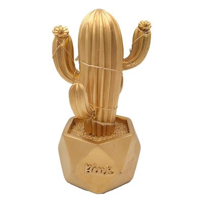 Led Işıklı Sevimli Kaktüs Dekoratif Masa Lambası Mini Biblo Gece Lambası-GOLD (3936)