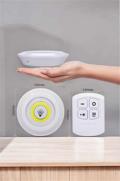 Led Lamba 3lü Uzaktan Kumandalı Yapışkanlı Beyaz Işık