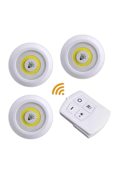Led Lamba 3lü Uzaktan Kumandalı Yapışkanlı