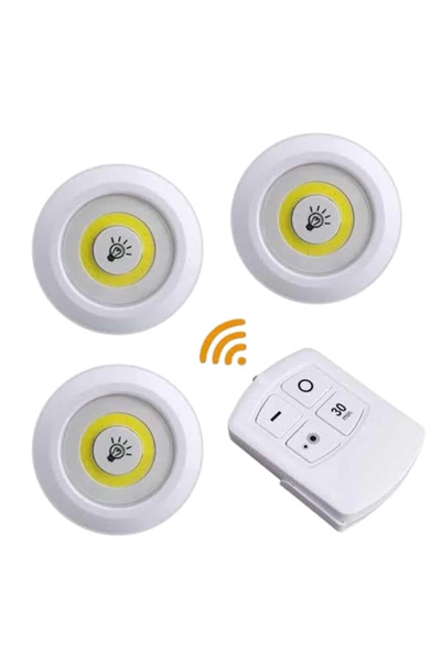 Led Lamba 3lü Uzaktan Kumandalı Yapışkanlı