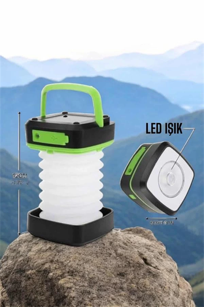 Led Lamba Kamp Lambası Hafif Taşınabilir Şarj Süreli Akordeon El Fenerli