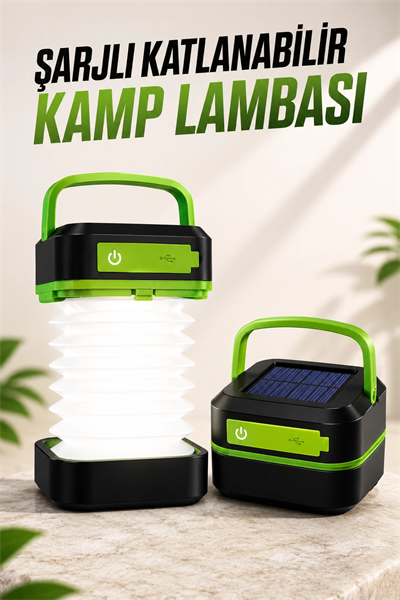 Led Lamba Kamp Lambası Hafif Taşınabilir Şarj Süreli Akordeon El Fenerli