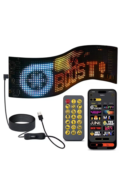 Led Panel Cama Yapışan Telefon Kontrollü Led Ekran Panel 16*64 Led Sayısı
