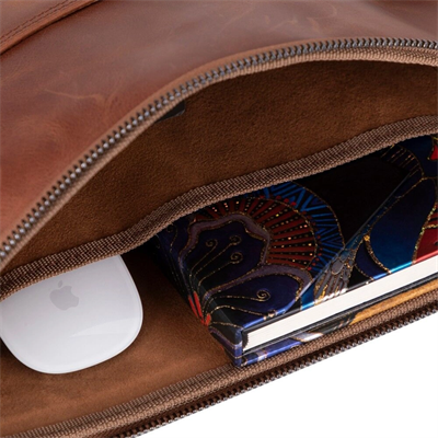 Leeds 16 inç MacBook Ve Pc Uyumlu, Hakiki Deri, El Yapımı Kılıf, Karamel