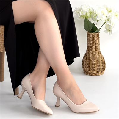 Leja Bej Cilt Topuklu Ayakkabı